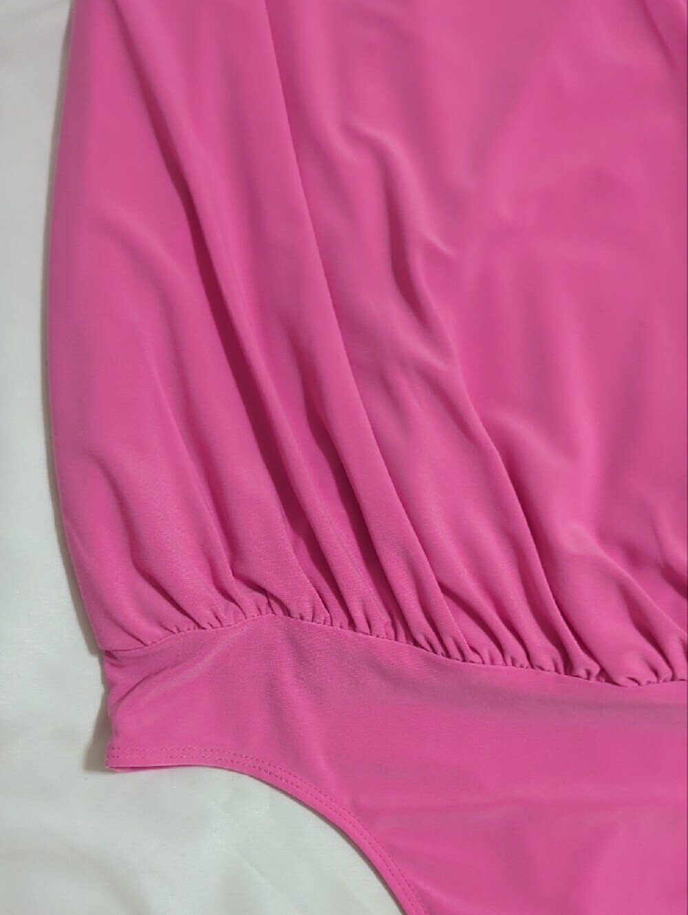 Express V-Neck Surplice Pleated Shoulder Bodysuit, Color Pink Size XS - Picture 6 of 13